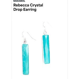 Nakamol Sterling Silver Turquoise Teal Chalcedony Rectangular Drop Earrings